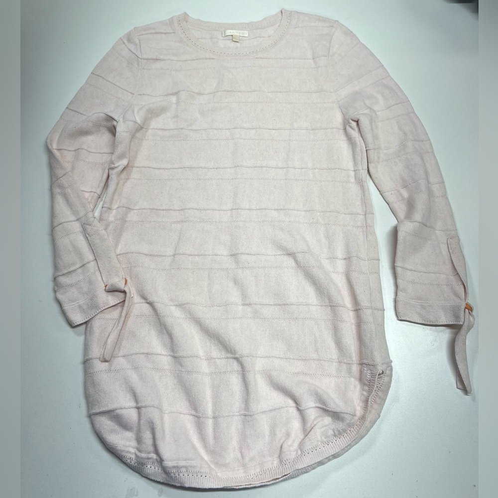 Lisa Todd Baby Pink Tie Sleeve Detail Cotton Sweater Size Small